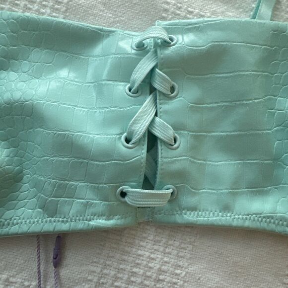 Savage X Fenty Queen of the Galaxy Bralette Size XL Laced Front Croc Print Date - Picture 4 of 11